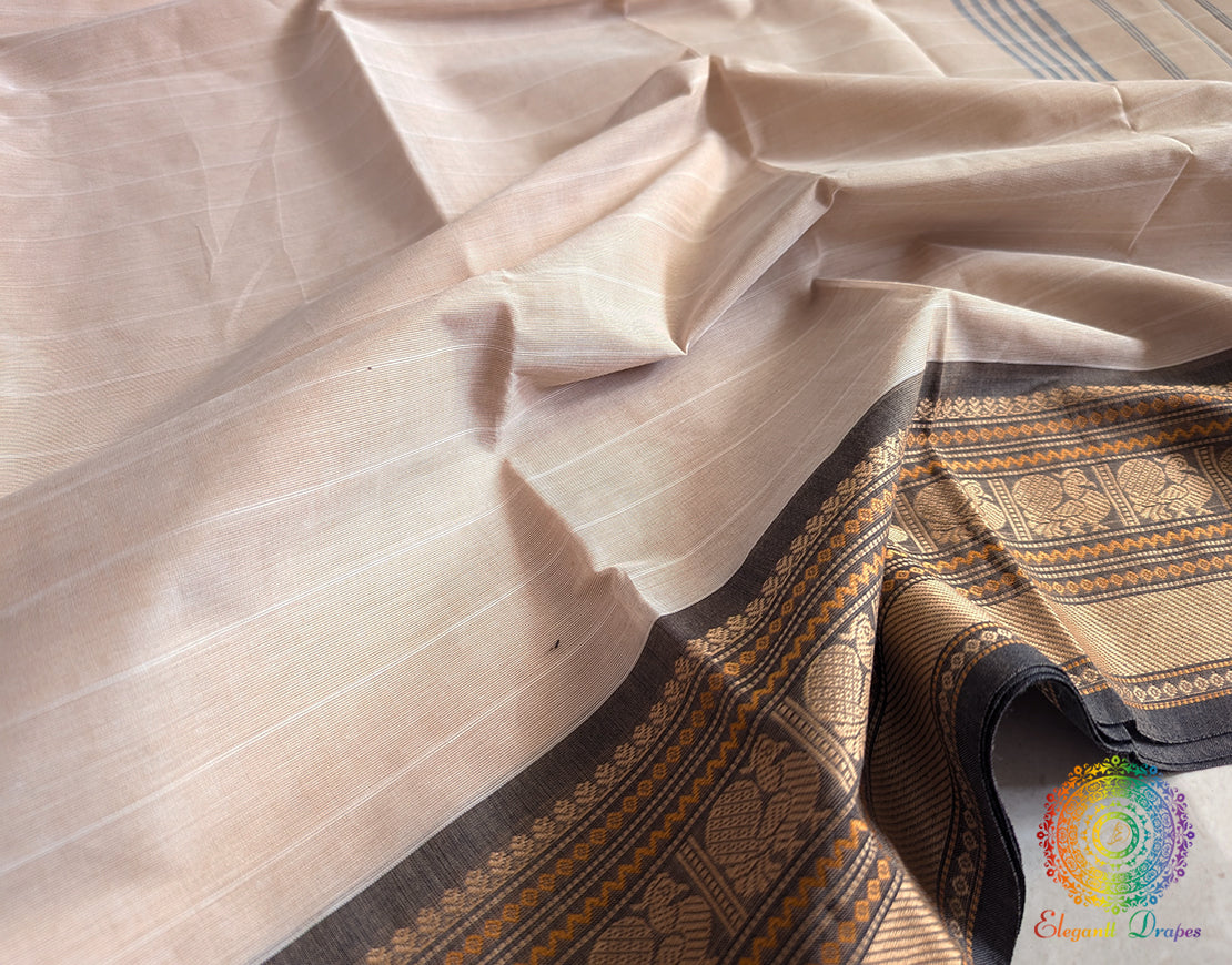 Off White Pure Kanchi Cotton Saree – Handloom Saree Online India | Elegantt Drapes
