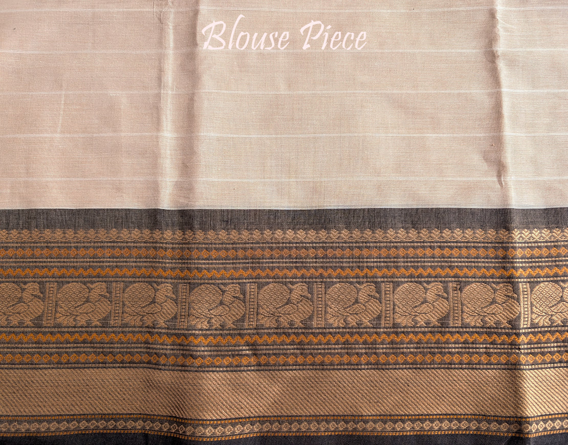 Off White Pure Kanchi Cotton Saree – Handloom Saree Online India | Elegantt Drapes