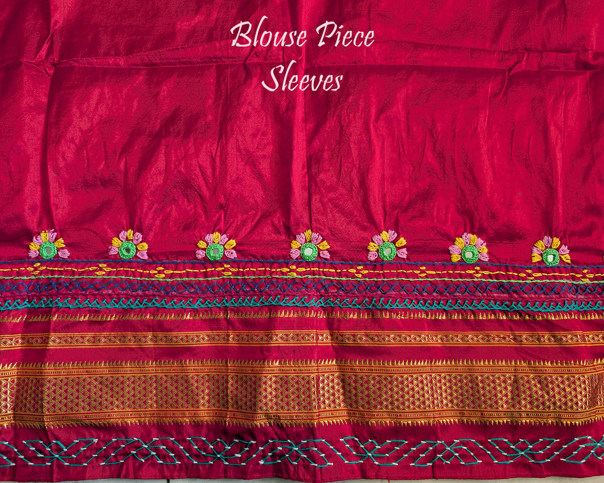 Moss Green Lambani Handwork Pure Ilkal Silk Saree – Ilkal Handloom Saree Online India | Elegantt Drapes