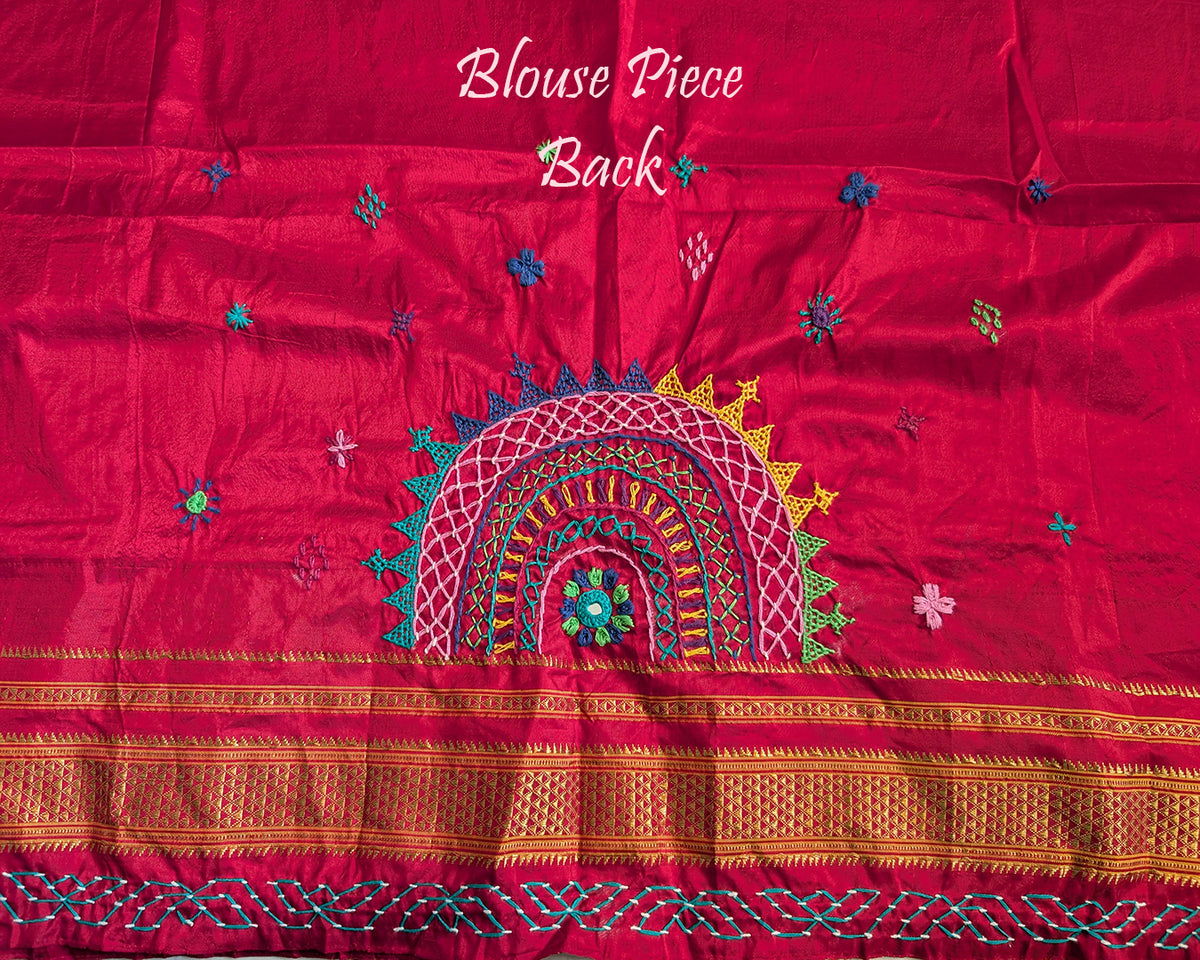 Moss Green Lambani Handwork Pure Ilkal Silk Saree – Ilkal Handloom Saree Online India | Elegantt Drapes