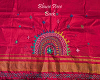 Moss Green Lambani Handwork Pure Ilkal Silk Saree – Ilkal Handloom Saree Online India | Elegantt Drapes