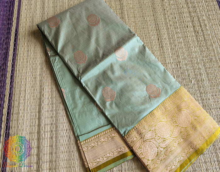 Olive Pure Banarasi Handloom Katan Silk Saree – Handloom Saree Online India | Elegantt Drapes