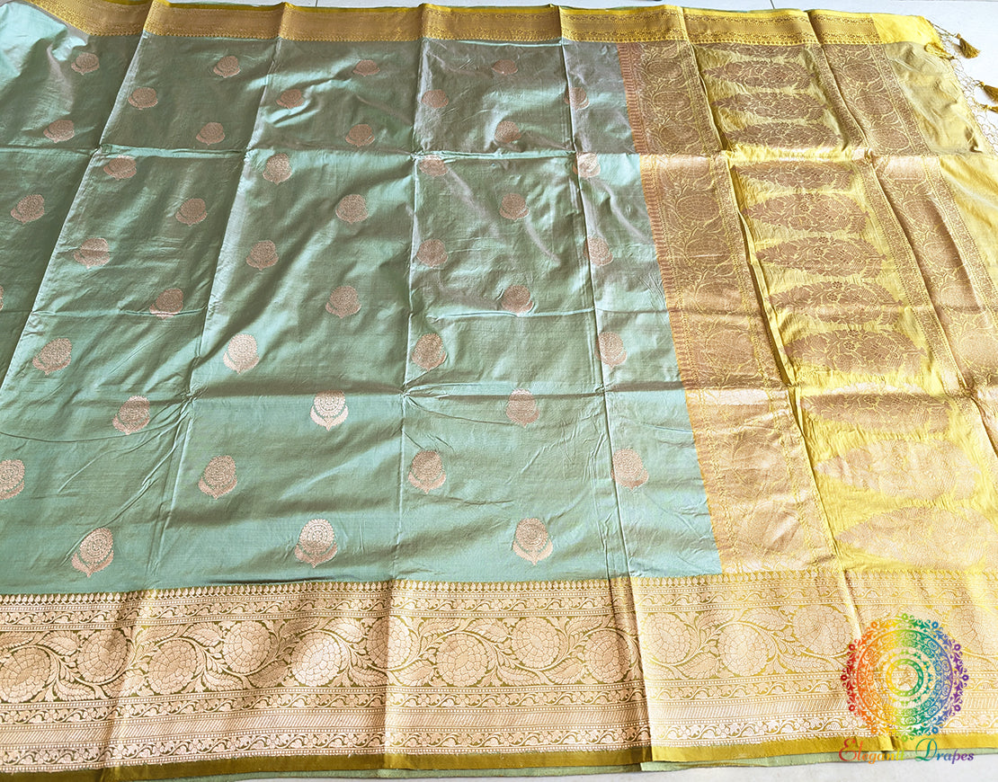 Olive Pure Banarasi Handloom Katan Silk Saree – Handloom Saree Online India | Elegantt Drapes