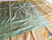 Olive Pure Banarasi Handloom Katan Silk Saree – Handloom Saree Online India | Elegantt Drapes