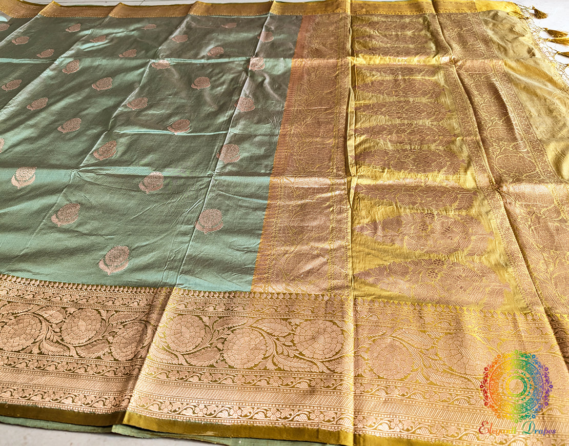 Olive Pure Banarasi Handloom Katan Silk Saree – Handloom Saree Online India | Elegantt Drapes