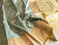 Olive Pure Banarasi Handloom Katan Silk Saree – Handloom Saree Online India | Elegantt Drapes