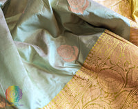 Olive Pure Banarasi Handloom Katan Silk Saree – Handloom Saree Online India | Elegantt Drapes