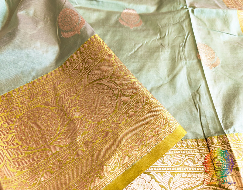 Olive Pure Banarasi Handloom Katan Silk Saree – Handloom Saree Online India | Elegantt Drapes