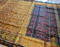 Olive Green Pure Mulberry Silk Rajkot Patola Saree – Handloom Saree Online India | Elegantt Drapes