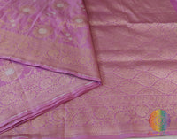 Onion Pink Pure Banarasi Katan Silk Floral Jaal Saree – Handloom Saree Online India | Elegantt Drapes