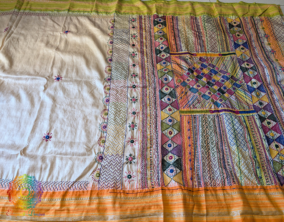 Pure Vidarbha Tussar Silk Lambani Handwork Saree – Handloom Saree Online India | Elegantt Drapes