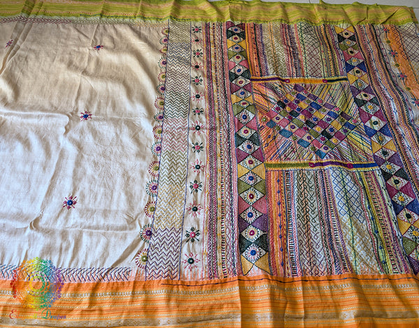 Pure Vidarbha Tussar Silk Lambani Handwork Saree – Handloom Saree Online India | Elegantt Drapes