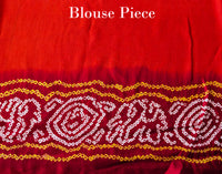 Orange Red Pure Gajji Silk Bandhani Saree – Bandhani Saree Online India | Elegantt Drapes