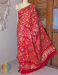 Orange Gharchola Bandhani saree drape Blouse