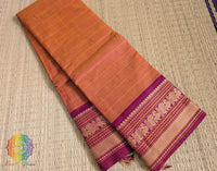 Orange Pure Kanchi Cotton Saree – Handloom Saree Online India | Elegantt Drapes