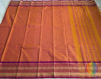 Orange Pure Kanchi Cotton Saree – Handloom Saree Online India | Elegantt Drapes