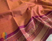 Orange Pure Kanchi Cotton Saree – Handloom Saree Online India | Elegantt Drapes