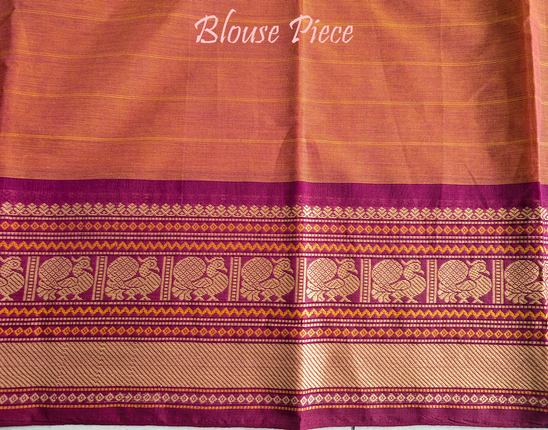 Orange Pure Kanchi Cotton Saree – Handloom Saree Online India | Elegantt Drapes