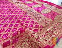 Bridal Pink Bandhani Gota Patti Handwork Dupatta – Bandhani Saree Online India | Elegantt Drapes