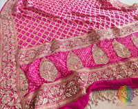 Bridal Pink Bandhani Gota Patti Handwork Dupatta – Bandhani Saree Online India | Elegantt Drapes