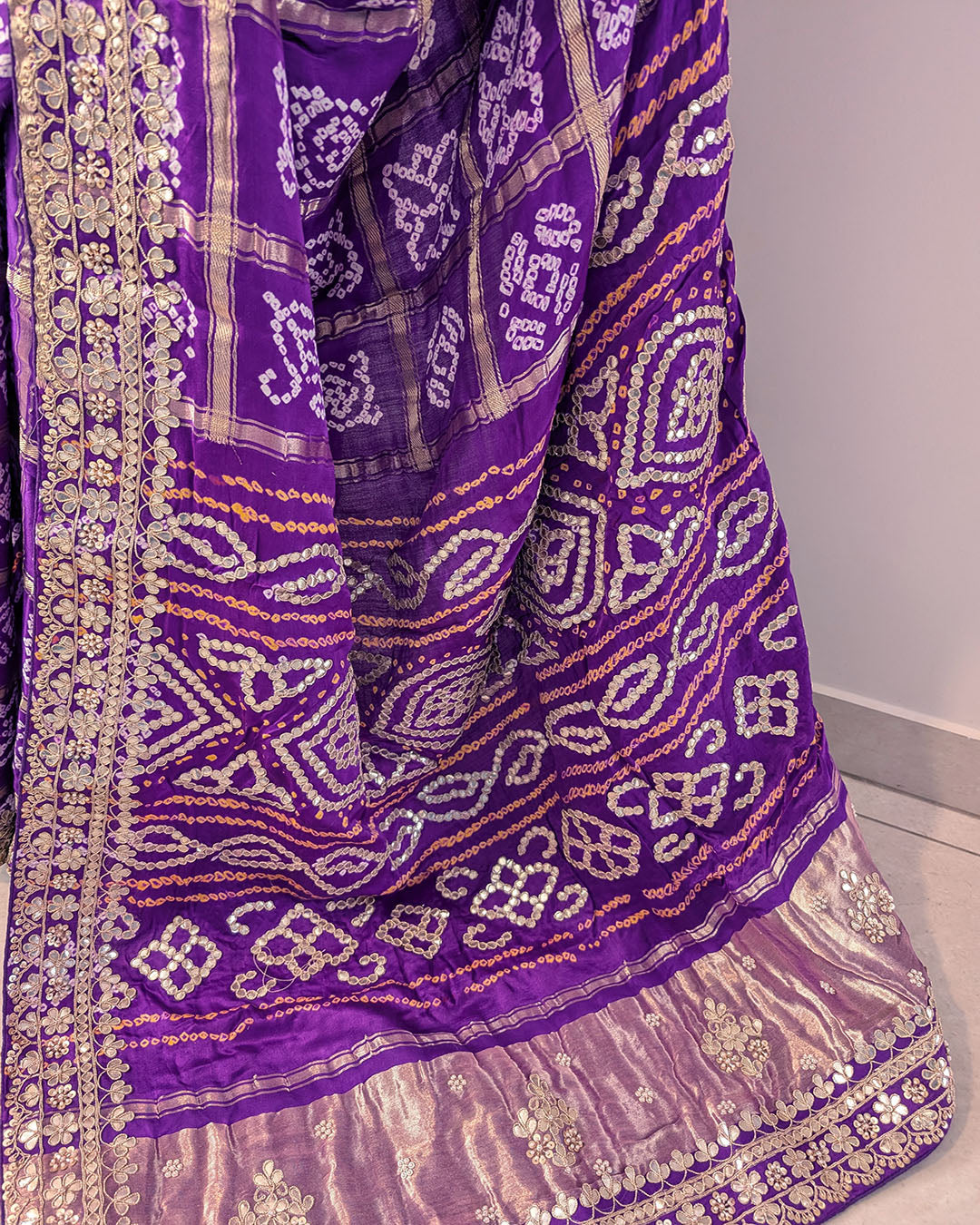 Purple Gaji Gharchola Gota Patti Saree