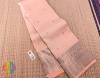 Pale Peach Pure Kanjivaram Silk Saree – Handloom Saree Online India | Elegantt Drapes
