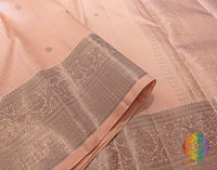 Pale Peach Pure Kanjivaram Silk Saree – Handloom Saree Online India | Elegantt Drapes