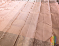 Pale Peach Pure Kanjivaram Silk Saree – Handloom Saree Online India | Elegantt Drapes