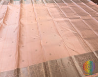 Pale Peach Pure Kanjivaram Silk Saree – Handloom Saree Online India | Elegantt Drapes