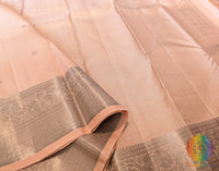 Pale Peach Pure Kanjivaram Silk Saree – Handloom Saree Online India | Elegantt Drapes