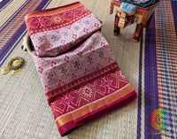 Pale Pink Pure Mulberry Silk Rajkoti Patola Saree – Handloom Saree Online India | Elegantt Drapes