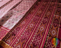 Pale Pink Pure Mulberry Silk Rajkoti Patola Saree – Handloom Saree Online India | Elegantt Drapes