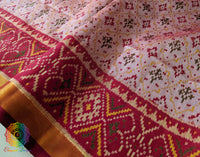 Pale Pink Pure Mulberry Silk Rajkoti Patola Saree – Handloom Saree Online India | Elegantt Drapes