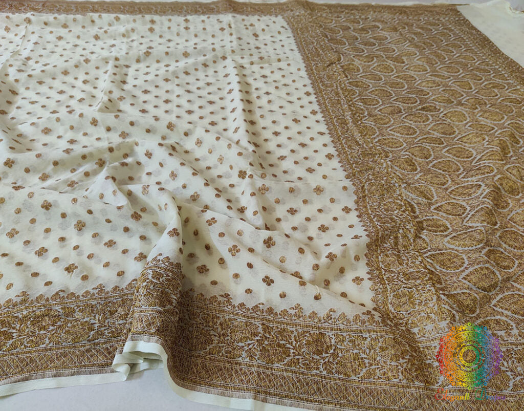 Pale Yellow Banarasi Handloom Pure Khaddi Georgete Saree – Handloom Saree Online India | Elegantt Drapes
