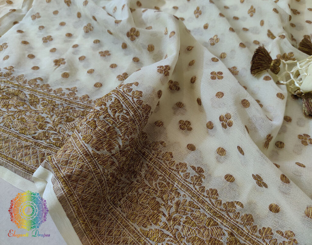 Pale Yellow Banarasi Handloom Pure Khaddi Georgete Saree – Handloom Saree Online India | Elegantt Drapes