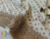 Pale Yellow Banarasi Handloom Pure Khaddi Georgete Saree – Handloom Saree Online India | Elegantt Drapes