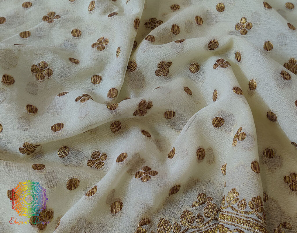 Pale Yellow Banarasi Handloom Pure Khaddi Georgete Saree – Handloom Saree Online India | Elegantt Drapes