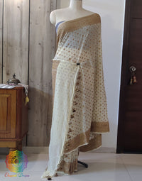 Pale Yellow Banarasi Handloom Pure Khaddi Georgete Saree – Handloom Saree Online India | Elegantt Drapes