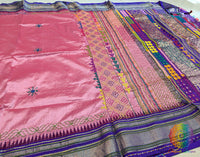 Pink Pure Ilkal Silk Lambani Handwork Saree – Ilkal Handloom Saree Online India | Elegantt Drapes