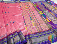 Pink Pure Ilkal Silk Lambani Handwork Saree – Ilkal Handloom Saree Online India | Elegantt Drapes