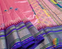 Pink Pure Ilkal Silk Lambani Handwork Saree – Ilkal Handloom Saree Online India | Elegantt Drapes