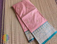 Peach Pure Banarasi Handloom Katan Silk Saree