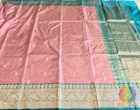 Peach Pure Banarasi Handloom Katan Silk Saree