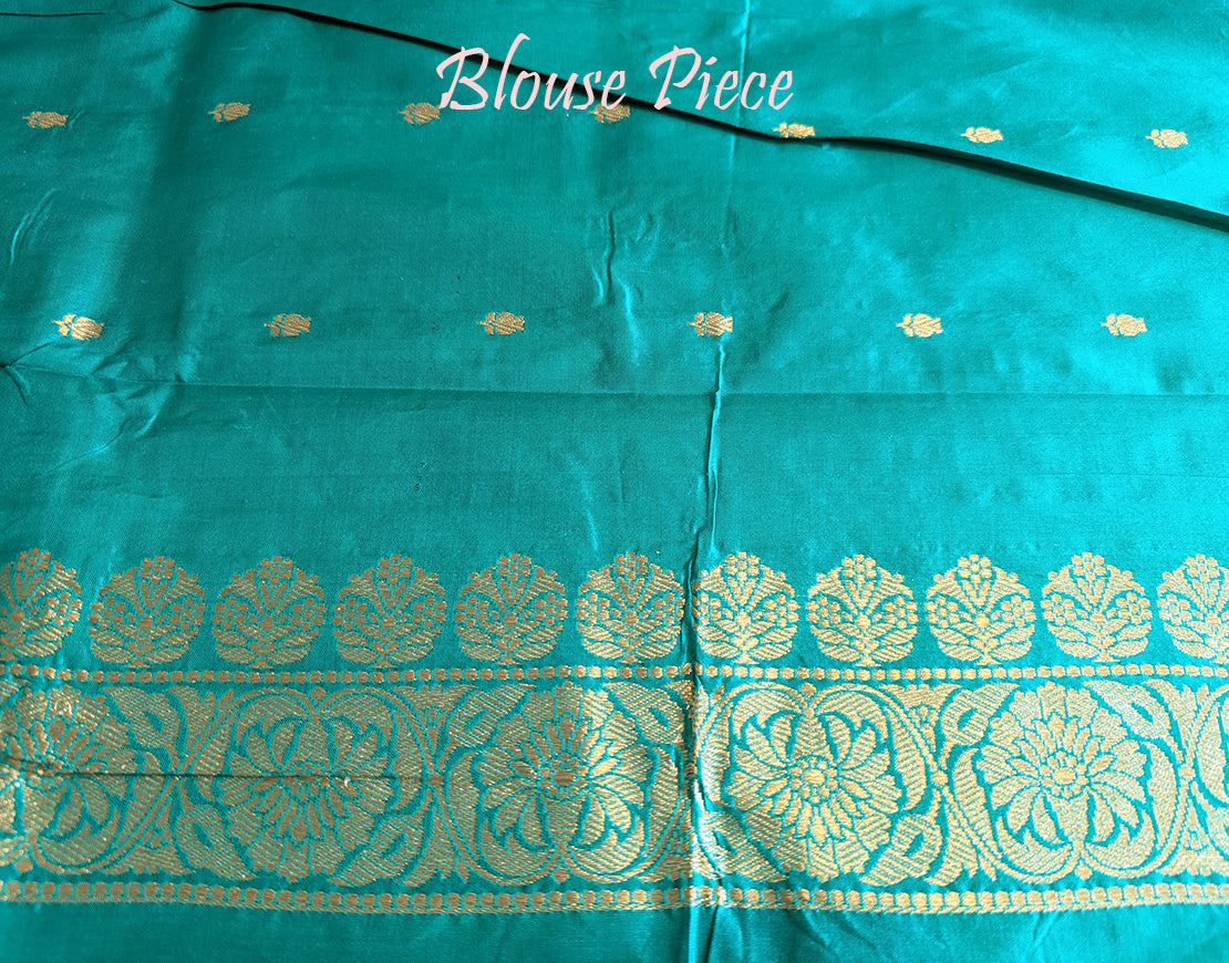 Peach Pure Banarasi Handloom Katan Silk Saree