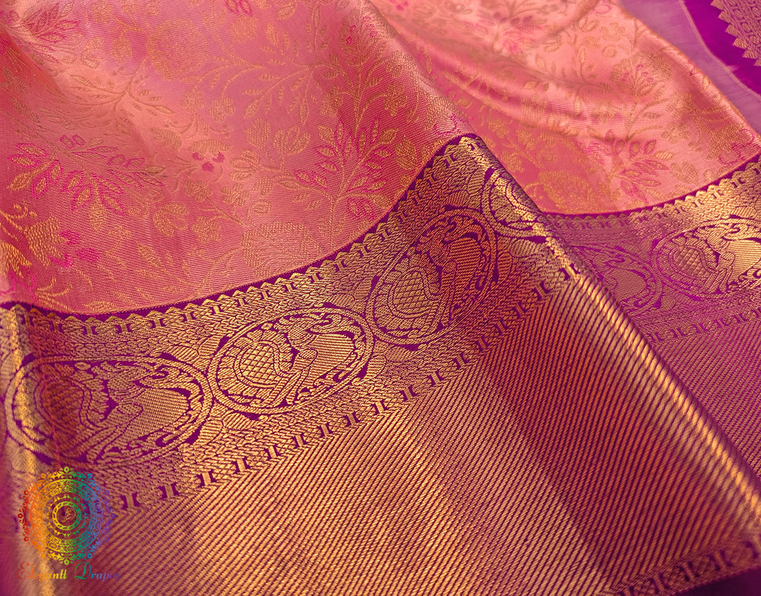 Peach Pure Kanjivaram Silk Saree
