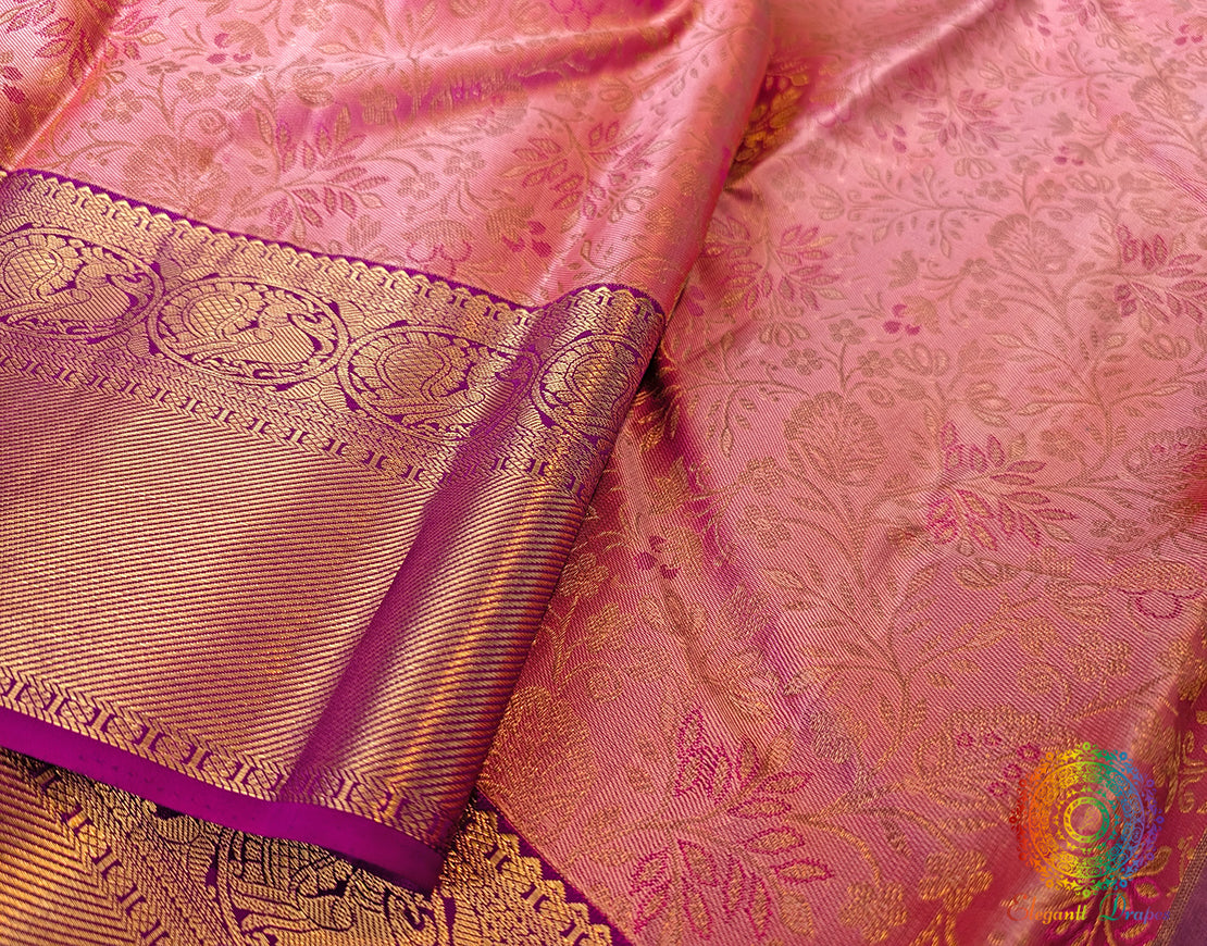 Peach Pure Kanjivaram Silk Saree