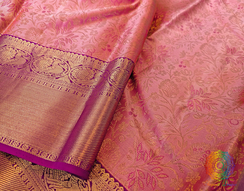 Peach Pure Kanjivaram Silk Saree