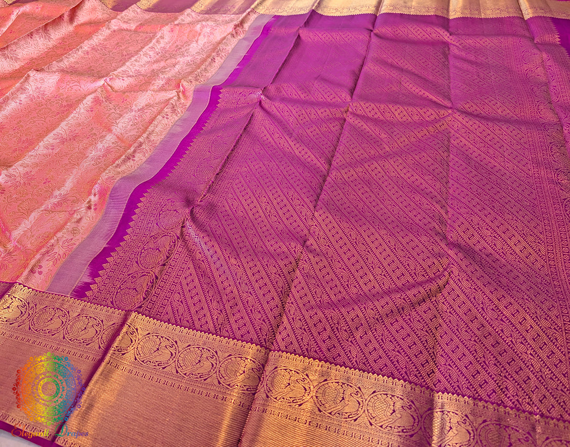 Peach Pure Kanjivaram Silk Saree