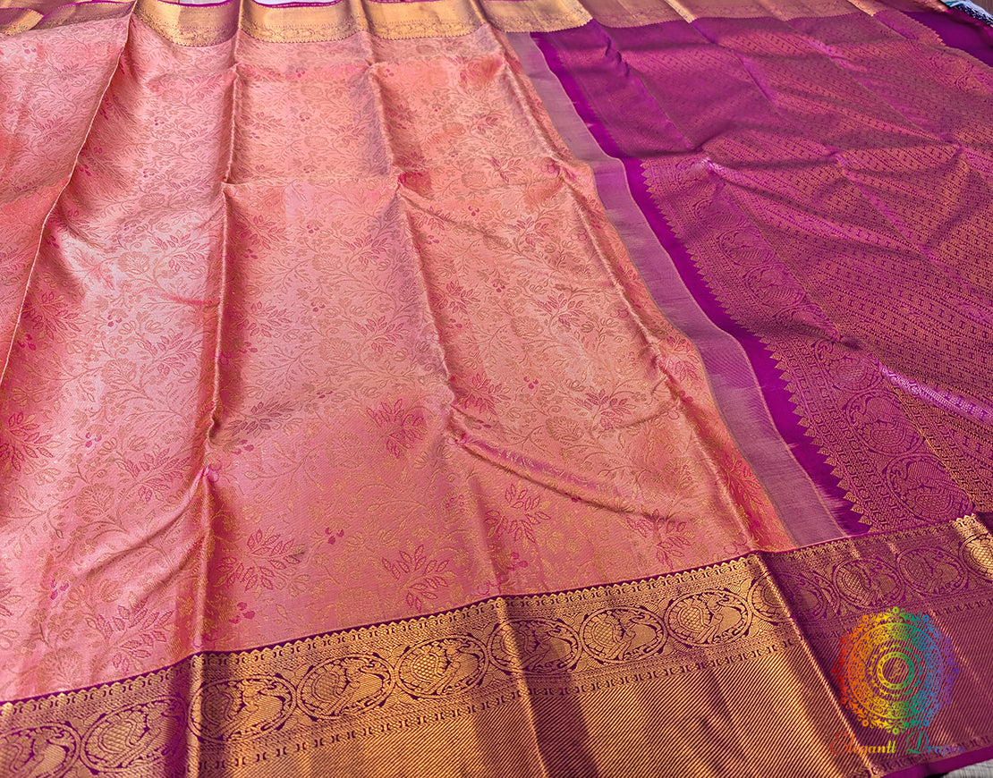 Peach Pure Kanjivaram Silk Saree