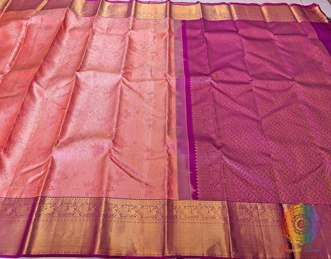 Peach Pure Kanjivaram Silk Saree